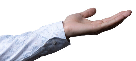 Hand reaching out against a transparent background for a welcoming gesture