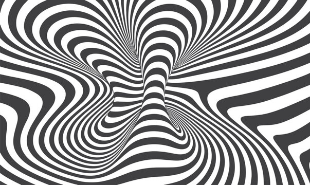  A hypnotic black and white pattern of concentric, wavy lines creating a bold optical illusion. Ideal for abstract backgrounds, wallpapers, textures, and modern graphic design