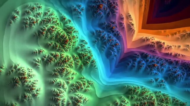 Abstract fractal art with vibrant colors and complex patterns