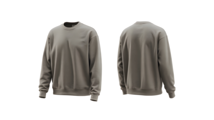 Minimalist neutral sweatshirt mockup showing front and back views for apparel branding, clothing design presentations, product showcase, and fashion e-commerce use