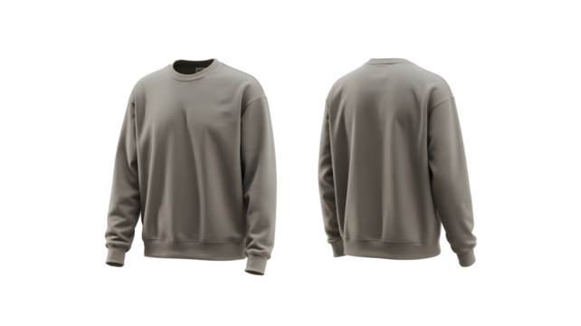 Minimalist neutral sweatshirt mockup showing front and back views for apparel branding, clothing design presentations, product showcase, and fashion e-commerce use