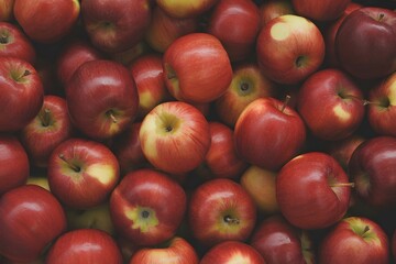 Fresh red apples piled together in vibrant natural lighting, ripe fruit texture, organic produce photography ideal for food markets and healthy lifestyle visuals