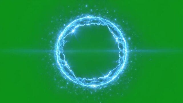 4K Video Green Screen Ring Energy Effect, Electric Aura Circle, Glowing Cosmic Portal Frame