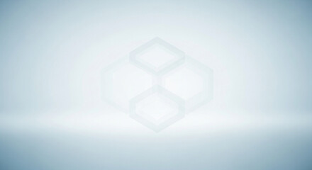 Abstract geometric cube shape with soft blue gradient background