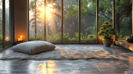 the sun in the window during morning yoga zen moment