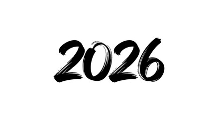 The image displays the number 2026 in a bold, black, brushstroke style against a white background.