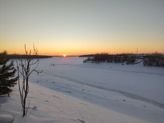 sunset in winter