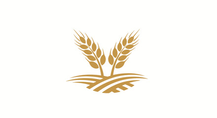 A stylized illustration of two golden wheat stalks rising from a field.