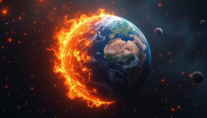 Earth Flames Surrounded Space Background