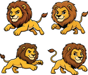 Adorable lion cubs cartoon set, perfect for children's illustrations, educational materials, and cheerful designs, bringing playful joy to your projects