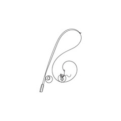 continuous line drawing coin on fishing hook illustration vector