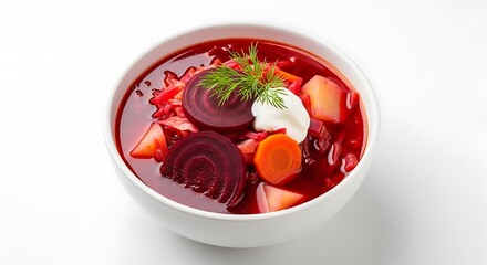 Delicious Beetroot Soup with Fresh Dill and Cream