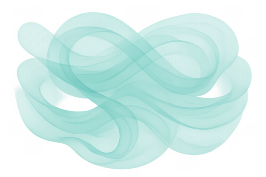 Abstract flowing turquoise liquid shape creating fluid wave patterns on transparent background