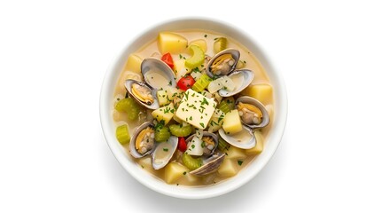 Delicious Clam Chowder Soup with Potatoes and Parsley