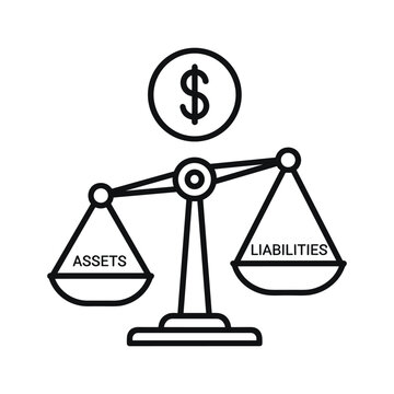 Scales balancing assets and liabilities with a dollar sign