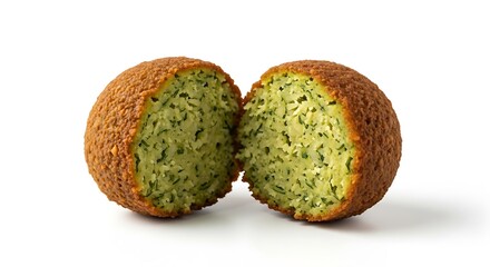 Delicious Falafel Cut in Half Showing Texture