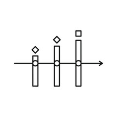 Abstract bar chart with rising bars and data points, representing progress and development