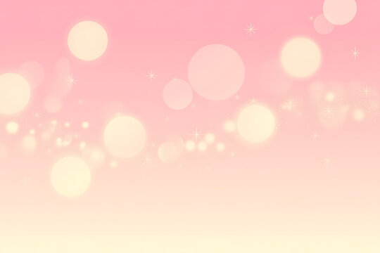 Soft focus pink and yellow gradient background with glowing bokeh lights and subtle sparkles