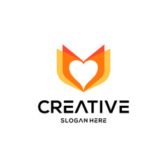 hand love logo design vector illustration