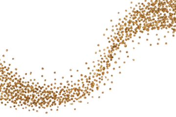 Abstract curved design of small, closely packed, textured tan spheres on a black background