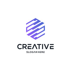 hexagon tech logo design inspiration collection