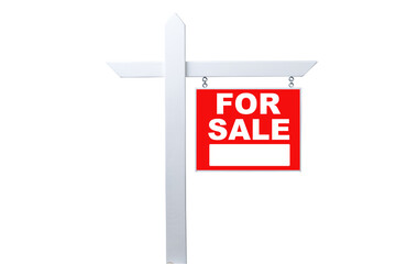 Real estate for sale sign on a post with empty space for property details