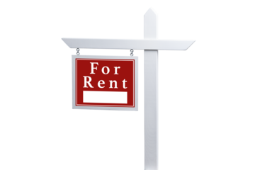 Sign indicating property for rent isolated on transparent background