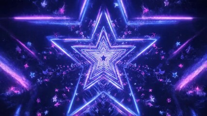 A mesmerizing neon star tunnel with twinkling particles in space, a fantastic journey - Powered by Adobe