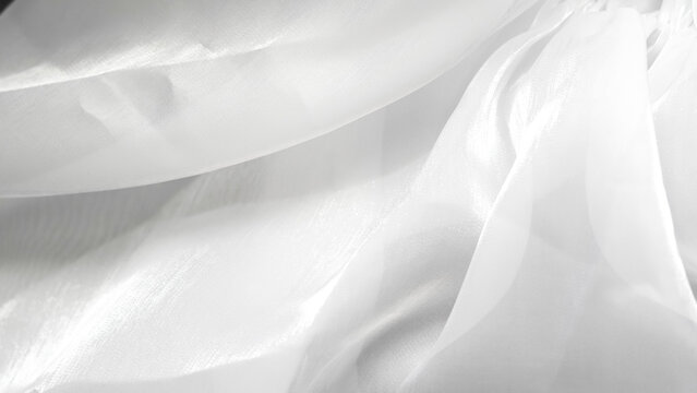 Soft white tulle fabric background creating an airy light texture for elegant visuals. - Powered by Adobe