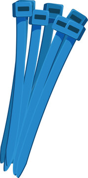 Group of blue cable ties lying on a white background