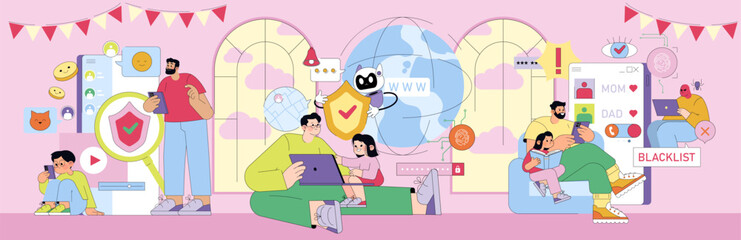 Family Using Technology for Cybersecurity Awareness