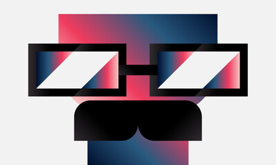 abstract geometric character design of a mustache person