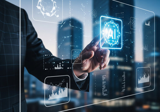 Artificial Intelligence HUD Display with Futuristic Data and Analytics - Powered by Adobe