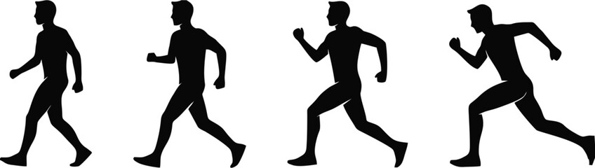  Person stand, walk and run icon. The style people standing, walking and running. Stand, walk, run symbol ilustration.