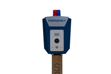 Emergency alert system with blue and red lights on transparent background