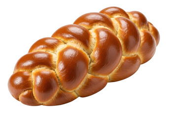 Golden braided challah bread isolated on transparent background