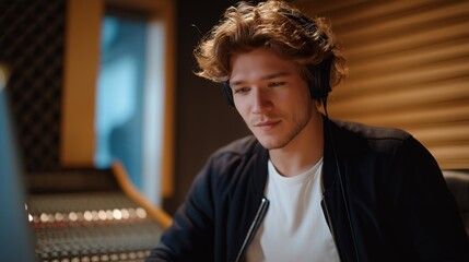 A musician layering sound sequences inside a digital audio workstation, combining beats, harmonies, and effects into a complex composition — music production workflow, creative audio engineering,