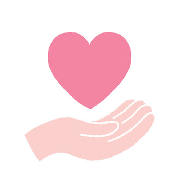 ハートを手で包むイラスト｜愛・ケア・思いやり・心を支えるデザイン素材