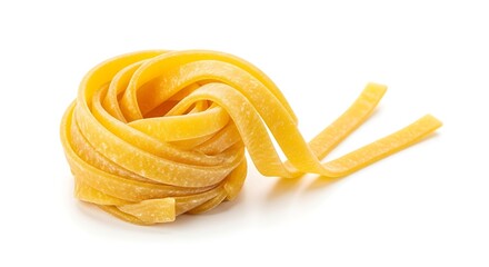 Fresh Fettuccine Pasta Nest Isolated on White Background