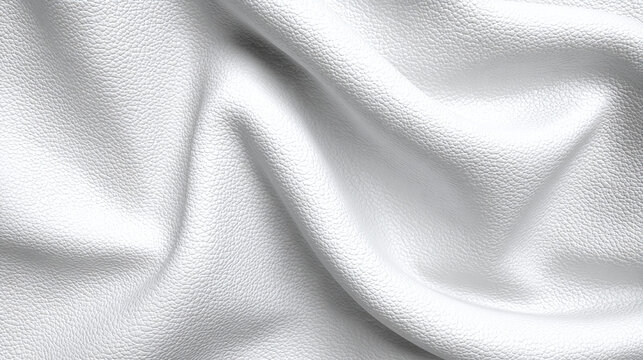 Close-up view of a soft, flowing white cloth. The fabric is beautifully draped, creating gentle folds and textures