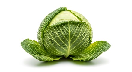 Fresh Green Cabbage Isolated on White Background