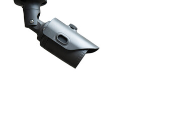CCTV camera positioned for surveillance in a security monitoring setup without background