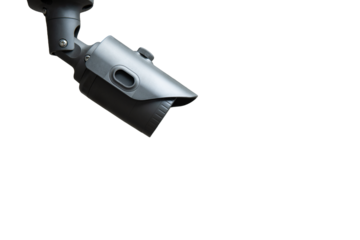 CCTV camera positioned for surveillance in a security monitoring setup without background