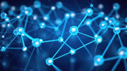 Abstract network of interconnected nodes with glowing blue connections.