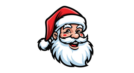 Cheerful winking Santa Claus head cartoon mascot illustration.