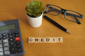 credit. financial concepts. word written in wooden letters