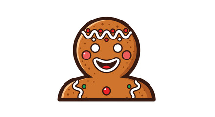 Gingerbread Man Cookie with Icing and Candy Decorations.