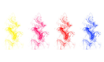 Obraz premium Set of colorful Smoke Columns on Transparent Backdrop
