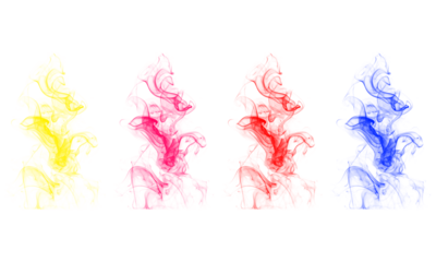 Set of colorful Smoke Columns on Transparent Backdrop