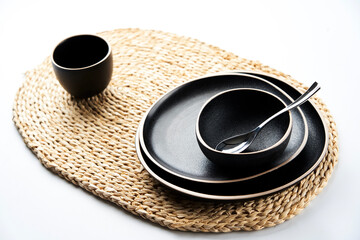 Black Japanese-style ceramic ware